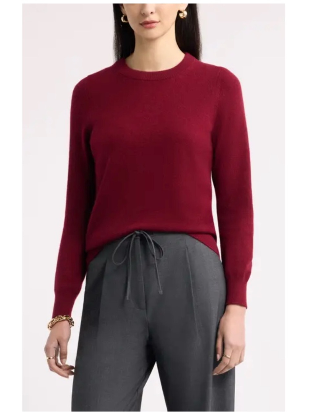 Garnet Hill 100% Cashmere Crewneck Pullover Sweater Magenta Medium